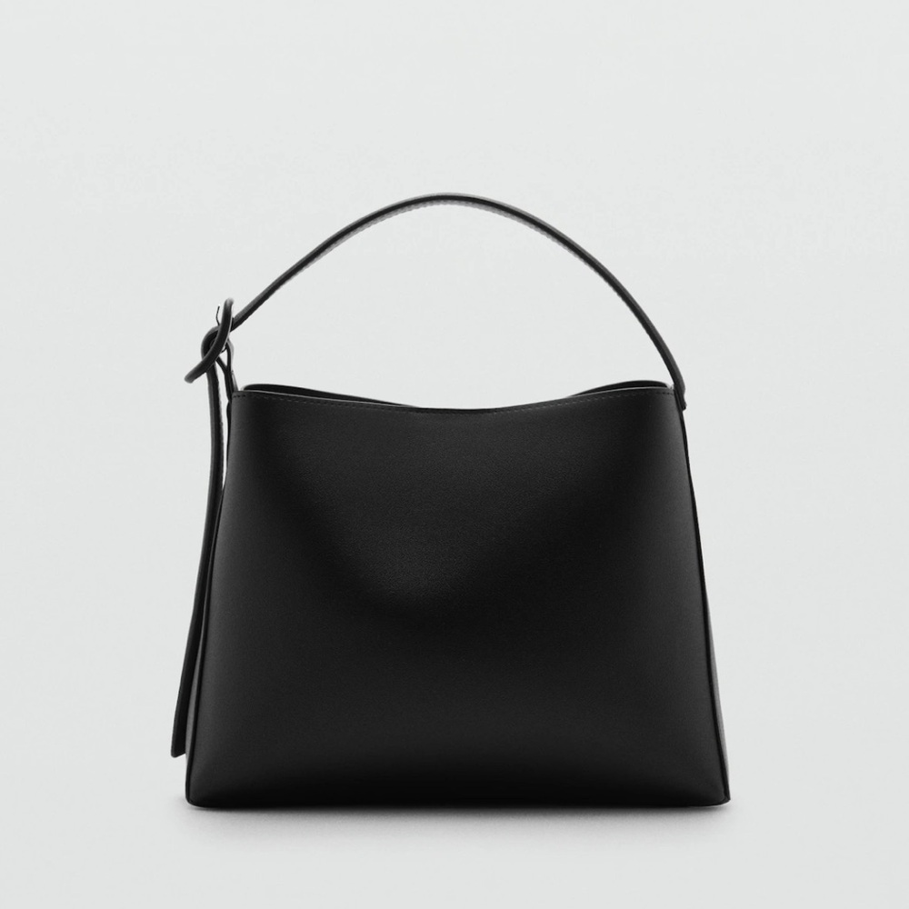 Mango Mini shopper bag with buckle, black